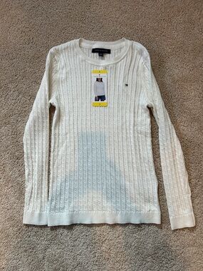 Tommy Hilfiger Off-White Cable Knit Crewneck Sweater